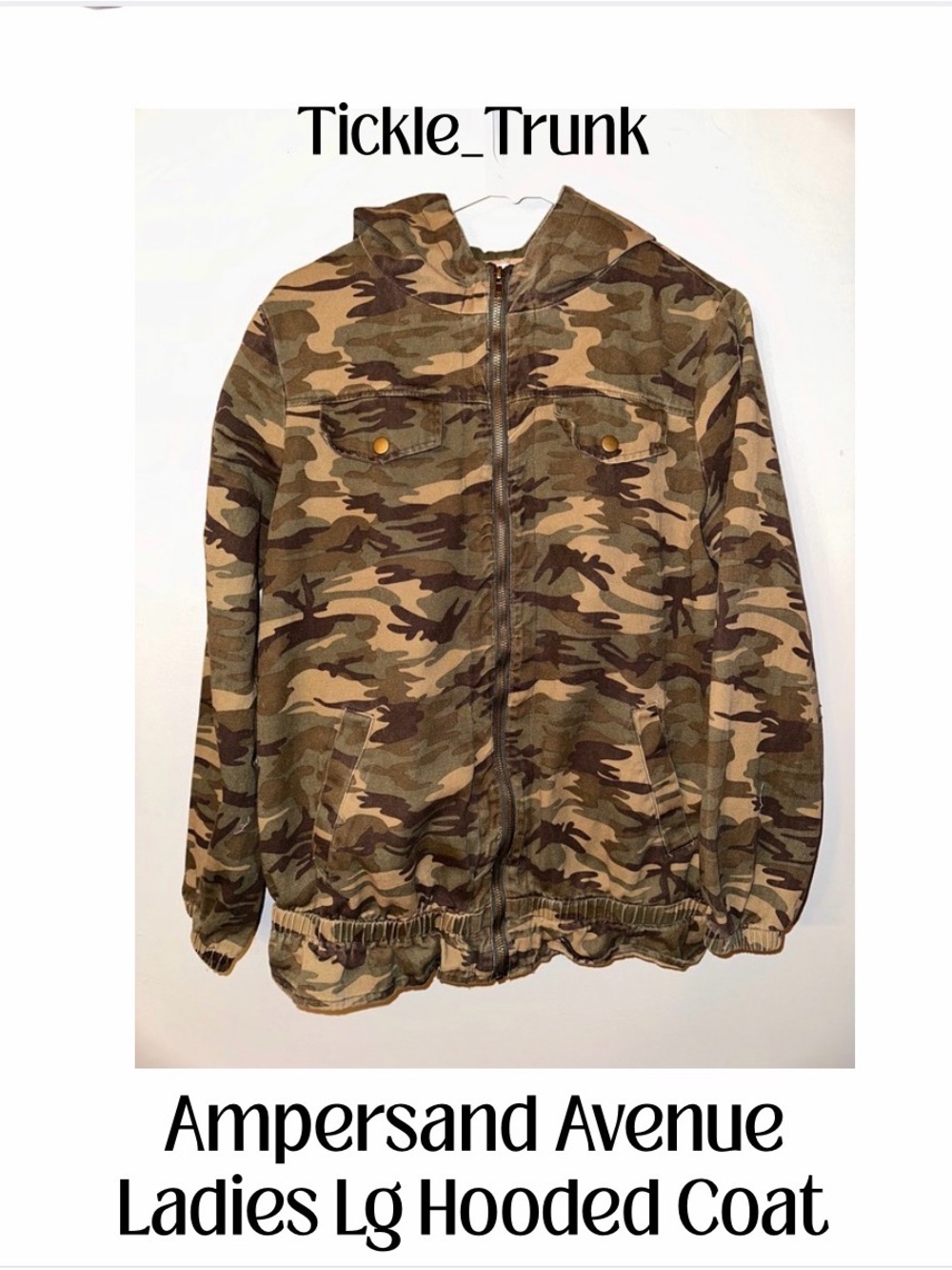 AMPERSAND AVE Ladies Lg Canvas Camouflage Hooded Jacket